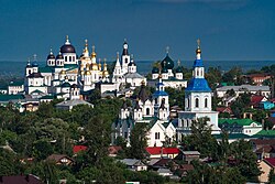 Главные церкви города Арзамаса в одном кадре